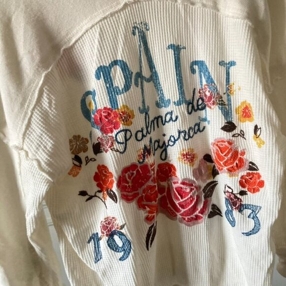 NWOT We The Free Spanish Rose Waffle Tee Long Sleeve IvorySz XS - Picture 7 of 9